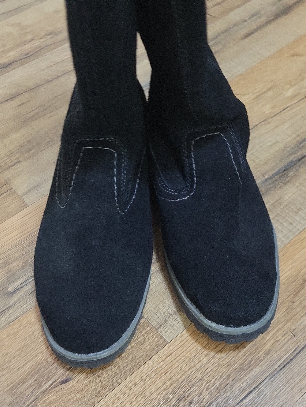 BASS Nadine Black Fleece Lined Pull-On Suede Leather Boots - Picture 4 of 9